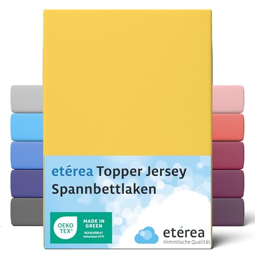 etérea Jersey Topper Spannbettlaken 140x200cm - 160x200 Oekotex Made in Green - 100% Baumwolle, Comfort Jersey Spannbetttuch bis 10 cm hoch - Bettlaken 140x200-160x200 cm Gelb von etérea Himmlische Qualität