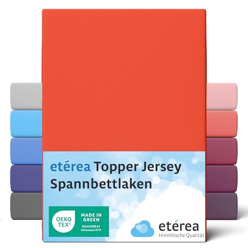 etérea Jersey Topper Spannbettlaken 180x200-200x200 cm Terra für 5-10 cm Steghöhe 100% Baumwolle - Oekotex Spannbetttuch Matratzen Bett Bezug - Bettlaken 180x200cm - 200x200cm Orange von etérea Himmlische Qualität