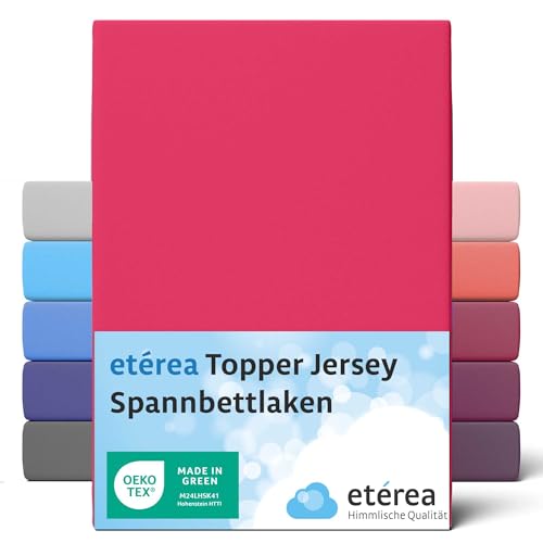 etérea Jersey Topper Spannbettlaken 140x200cm - 160x200 Oekotex Made in Green - 100% Baumwolle, Comfort Jersey Spannbetttuch bis 10 cm hoch - Bettlaken 140x200-160x200 cm Pink von etérea Himmlische Qualität