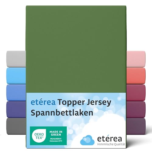 ETÉREA Jersey Topper Spannbettlaken 140x200cm - 160x200-100% Baumwolle - Bettlaken Spannbetttuch 140x200cm 160x200 Matratzenbezug - Comfort Spannbettlaken Topper Baumwolle - OEKOTEX - Kaktus von etérea Himmlische Qualität