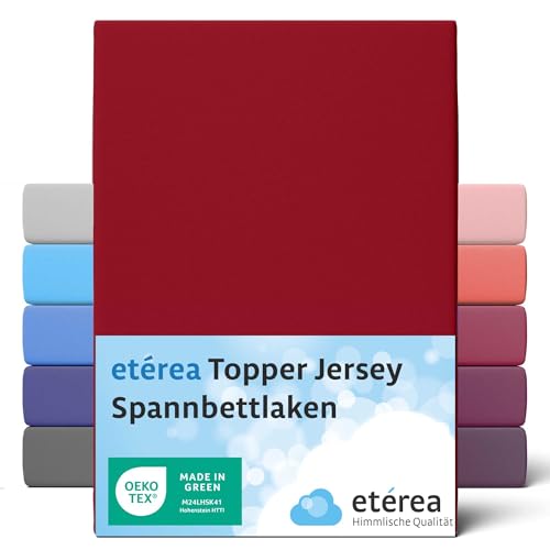 ETÉREA Jersey Topper Spannbettlaken 140x200cm - 160x200-100% Baumwolle - Bettlaken Spannbetttuch 140x200cm 160x200 Matratzenbezug - Comfort Spannbettlaken Topper Baumwolle - OEKOTEX - Kirsche von etérea Himmlische Qualität