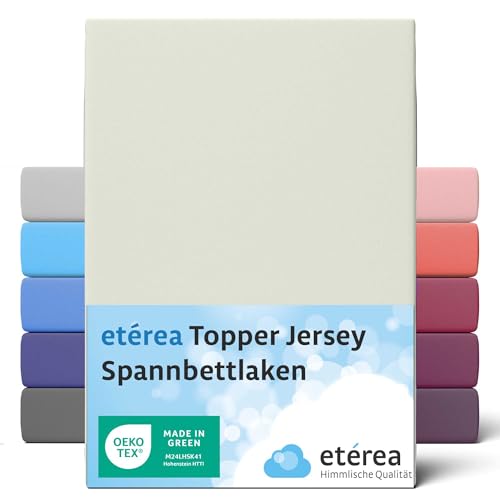 etérea Jersey Topper Spannbettlaken 140x200-160x200 cm Natur für 5-10 cm Steghöhe 100% Baumwolle - Oekotex Spannbetttuch Matratzen Bett Bezug - Bettlaken 140x200cm - 160x200cm Creme von etérea Himmlische Qualität