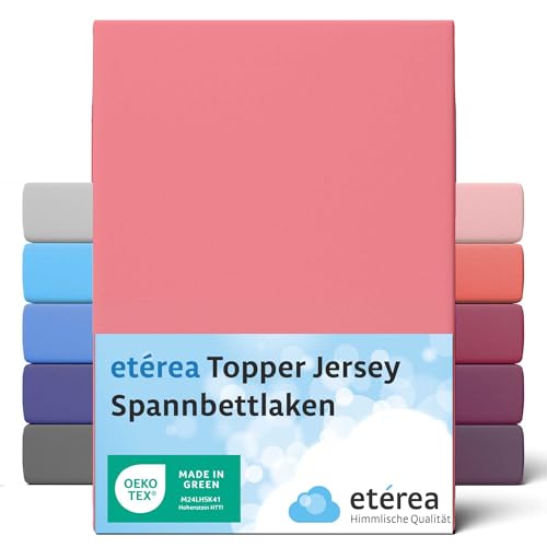 etérea Jersey Topper Spannbettlaken 140x200cm - 160x200 Oekotex Made in Green - 100% Baumwolle, Comfort Jersey Spannbetttuch bis 10 cm hoch - Bettlaken 140x200-160x200 cm Rosa von etérea Himmlische Qualität