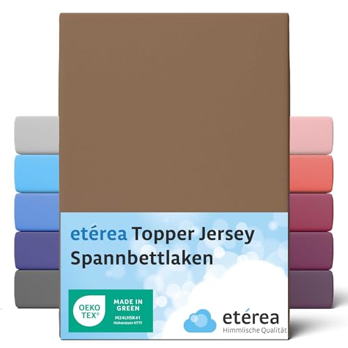 ETÉREA Jersey Topper Spannbettlaken 90x200cm - 100x200-100% Baumwolle - Bettlaken Spannbetttuch 90x200cm - 100x200 Matratzenbezug - Comfort Spannbettlaken Topper Baumwolle - OEKOTEX - Stucco von etérea Himmlische Qualität