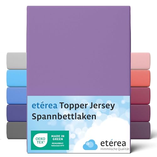 ETÉREA Jersey Topper Spannbettlaken 90x200cm - 100x200-100% Baumwolle - Bettlaken Spannbetttuch 90x200cm - 100x200 Matratzenbezug - Comfort Spannbettlaken Topper Baumwolle - OEKOTEX - Violett von etérea Himmlische Qualität