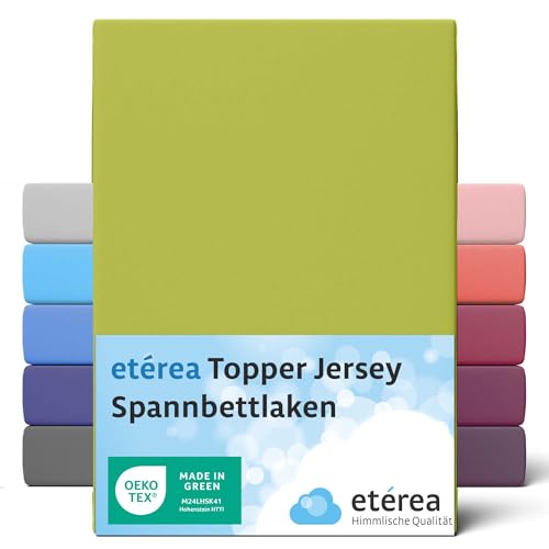 etérea Jersey Topper Spannbettlaken 140x200-160x200 cm Jade für 5-10 cm Steghöhe 100% Baumwolle - Oekotex Spannbetttuch Matratzen Bett Bezug - Bettlaken 140x200cm - 160x200cm Grün von etérea Himmlische Qualität