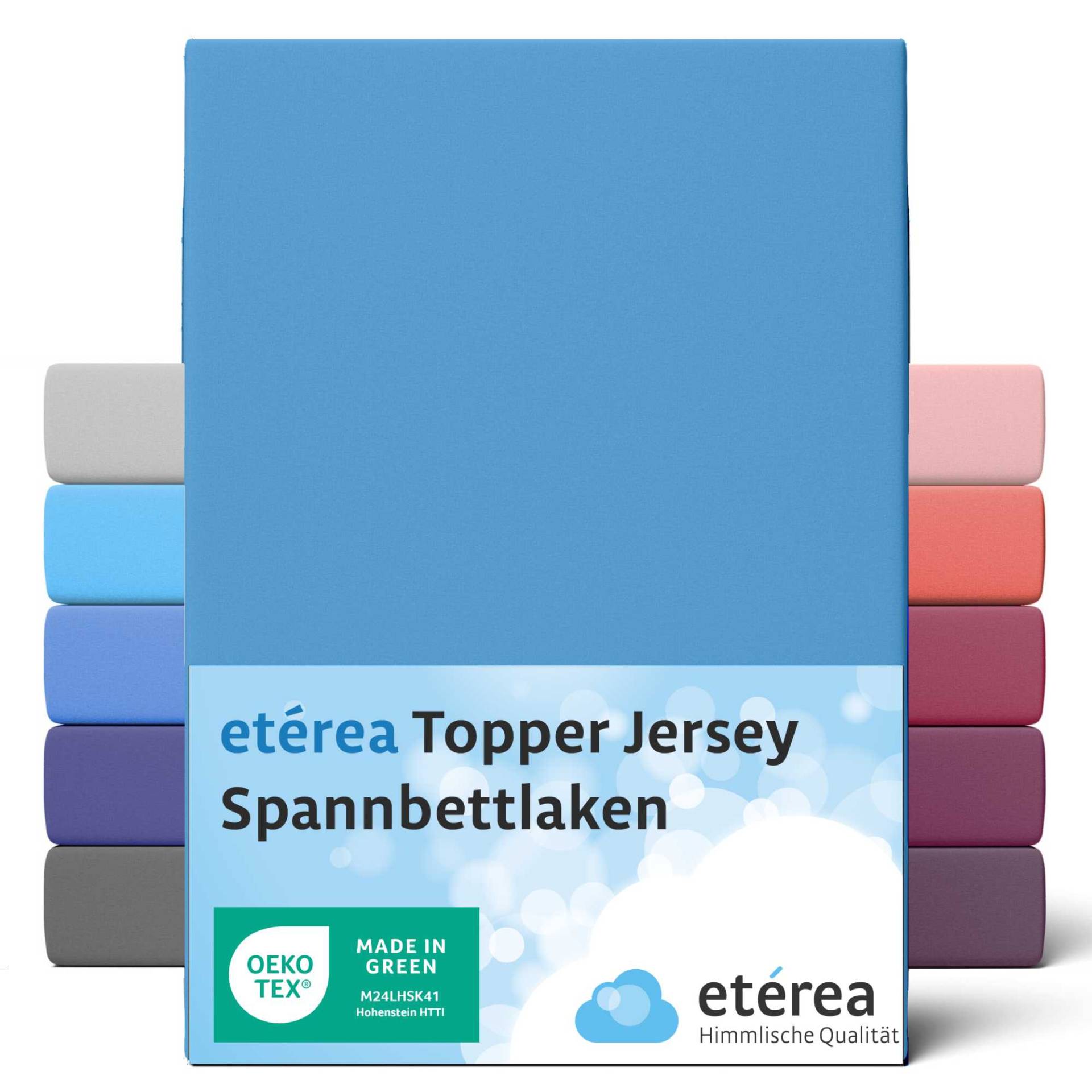 etérea Jersey Topper Spannbettlaken Spannbetttuch Hellblau 140x200 - 160x200 cm von etérea Himmlische Qualität