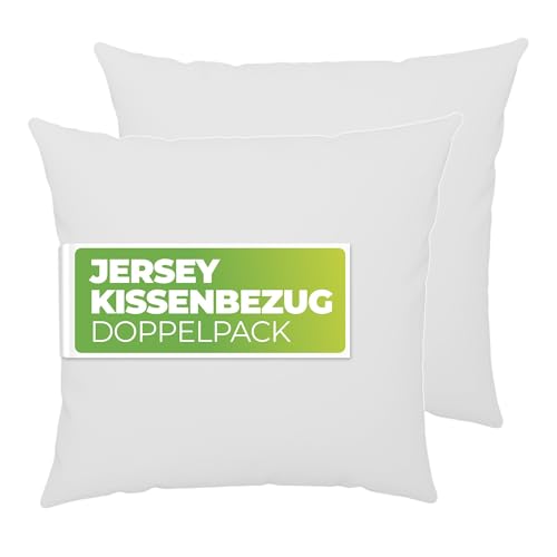 etérea Kissenbezug 40x40 Baumwolle - 2er Set Kissenbezüge - Weiss - Oekotex - Kopfkissenbezug 40x40cm - Jersey Kissenhülle für Kissen 40 x 40 cm mit Reißverschluss - White von etérea Himmlische Qualität