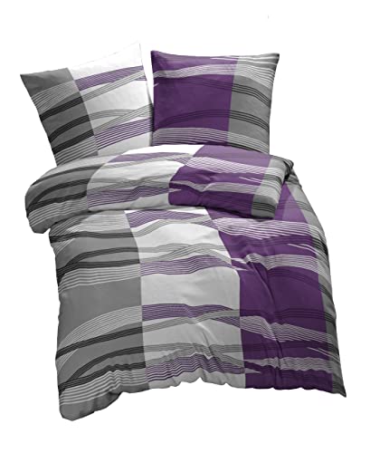 etérea Microfaser Bettwäsche 135x200 2er Set - Ganzjahres Bettbezug - Hunter Gestreift Bettwäsche-Set mit Kissen 135x200cm + 80x80 cm Kissen - Lila etérea Microfaser Bettwäsche 135x200 2er Set - Ganzjahres Bettbezug - Hunter Gestreift Bettwäsche-Set mit Kissen 135x200cm + 80x80 cm Kissen - Lila von etérea Himmlische Qualität