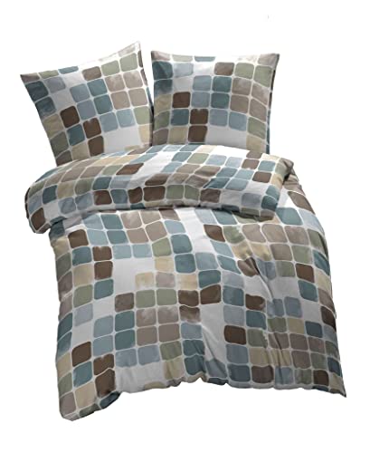 etérea Microfaser Bettwäsche 200x200 3 teilig - Ganzjahres Bettbezug - Punkte Karos Set mit Kissen 200x200cm + 2Stk 80x80cm - Beige etérea Microfaser Bettwäsche 200x200 3 teilig - Ganzjahres Bettbezug - Punkte Karos Set mit Kissen 200x200cm + 2Stk 80x80cm - Beige von etérea Himmlische Qualität