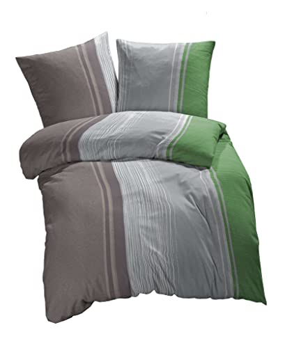 etérea Microfaser Bettwäsche 200x200 3 teilig - Ganzjahres Bettbezug - Urban Stripes Gestreift Bettwäsche-Set mit Kissen 200x200cm + 2Stk 80x80cm - Grün etérea Microfaser Bettwäsche 200x200 3 teilig - Ganzjahres Bettbezug - Urban Stripes Gestreift Bettwäsche-Set mit Kissen 200x200cm + 2Stk 80x80cm - Grün von etérea Himmlische Qualität