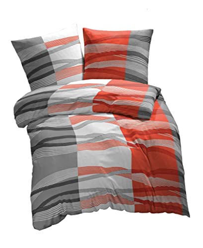 etérea Microfaser Bettwäsche 200x200 3 teilig - Ganzjahres Bettbezug - Hunter Gestreift Bettwäsche-Set mit Kissen 200x200cm + 2Stk 80x80cm - Orange etérea Microfaser Bettwäsche 200x200 3 teilig - Ganzjahres Bettbezug - Hunter Gestreift Bettwäsche-Set mit Kissen 200x200cm + 2Stk 80x80cm - Orange von etérea Himmlische Qualität