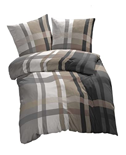 etérea Microfaser Bettwäsche 200x220 3 teilig - Ganzjahres Bettbezug - Urban Check Kariert Bettwäsche-Set mit Kissen 200x200cm + 2Stk 80x80cm - Braun etérea Microfaser Bettwäsche 200x220 3 teilig - Ganzjahres Bettbezug - Urban Check Kariert Bettwäsche-Set mit Kissen 200x200cm + 2Stk 80x80cm - Braun von etérea Himmlische Qualität