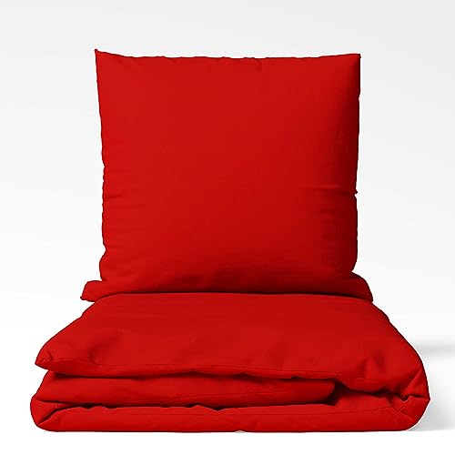 ETÉREA Microfaser Bettwäsche 135x200cm + 80x80cm - Ganzjahresbettwäsche Bettbezug Unifarben - Bettwäsche Set mit Kissen 135x200cm Bettbezug + 80x80cm Kissenbezug Microfaser OEKOTEX Made in Green - Rot ETÉREA Microfaser Bettwäsche 135x200cm + 80x80cm - Ganzjahresbettwäsche Bettbezug Unifarben - Bettwäsche Set mit Kissen 135x200cm Bettbezug + 80x80cm Kissenbezug Microfaser OEKOTEX Made in Green - Rot von etérea Himmlische Qualität