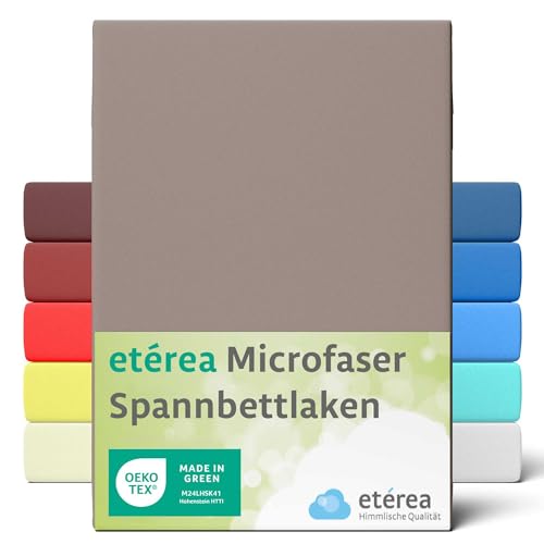 ETÉREA Microfaser Kinder Spannbettlaken 60x120cm - 70x140 - ATMUNGSAKTIV - Bettlaken Baby Spannbetttuch 60x120cm - 70x140 Kinderbett - Bed Sheets - OEKOTEX Mikrofaser Spannbettlaken - Mokka von etérea Himmlische Qualität