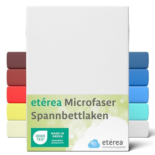 ETÉREA Microfaser Kinder Spannbettlaken 60x120cm - 70x140 - ATMUNGSAKTIV - Bettlaken Baby Spannbetttuch 60x120cm - 70x140 Kinderbett - Bed Sheets - OEKOTEX Mikrofaser Spannbettlaken - Weiss von etérea Himmlische Qualität