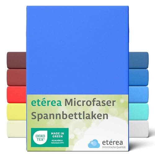 ETÉREA Microfaser Kinder Spannbettlaken 60x120cm - 70x140 - ATMUNGSAKTIV - Bettlaken Baby Spannbetttuch 60x120cm - 70x140 Kinderbett - Bed Sheets - OEKOTEX Mikrofaser Spannbettlaken - Blau von etérea Himmlische Qualität