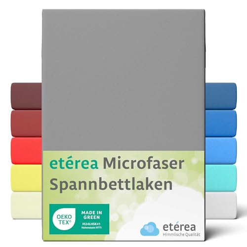 ETÉREA Microfaser Spannbettlaken 120x200cm - ATMUNGSAKTIV - Bettlaken Spannbetttuch 120x200cm - Bed Sheets Matratzenbezug - Jersey Spannbettlaken - OEKOTEX Mikrofaser Spannbettlaken - Grau von etérea Himmlische Qualität