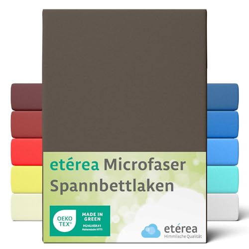 etérea Microfaser Spannbettlaken 140x200cm - 160x200 Oekotex Made in Green - 100% Polyester - Interlock Qualität, Mikrofaser Spannbetttuch bis 25 cm hoch - Bettlaken 140x200-160x200 cm Dunkelbraun von etérea Himmlische Qualität