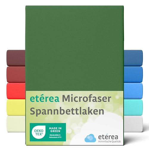 etérea Microfaser Spannbettlaken 140x200cm - 160x200 Oekotex Made in Green - 100% Polyester - Interlock Qualität, Mikrofaser Spannbetttuch bis 25 cm hoch - Bettlaken 140x200-160x200 cm Kaktus Grün von etérea Himmlische Qualität