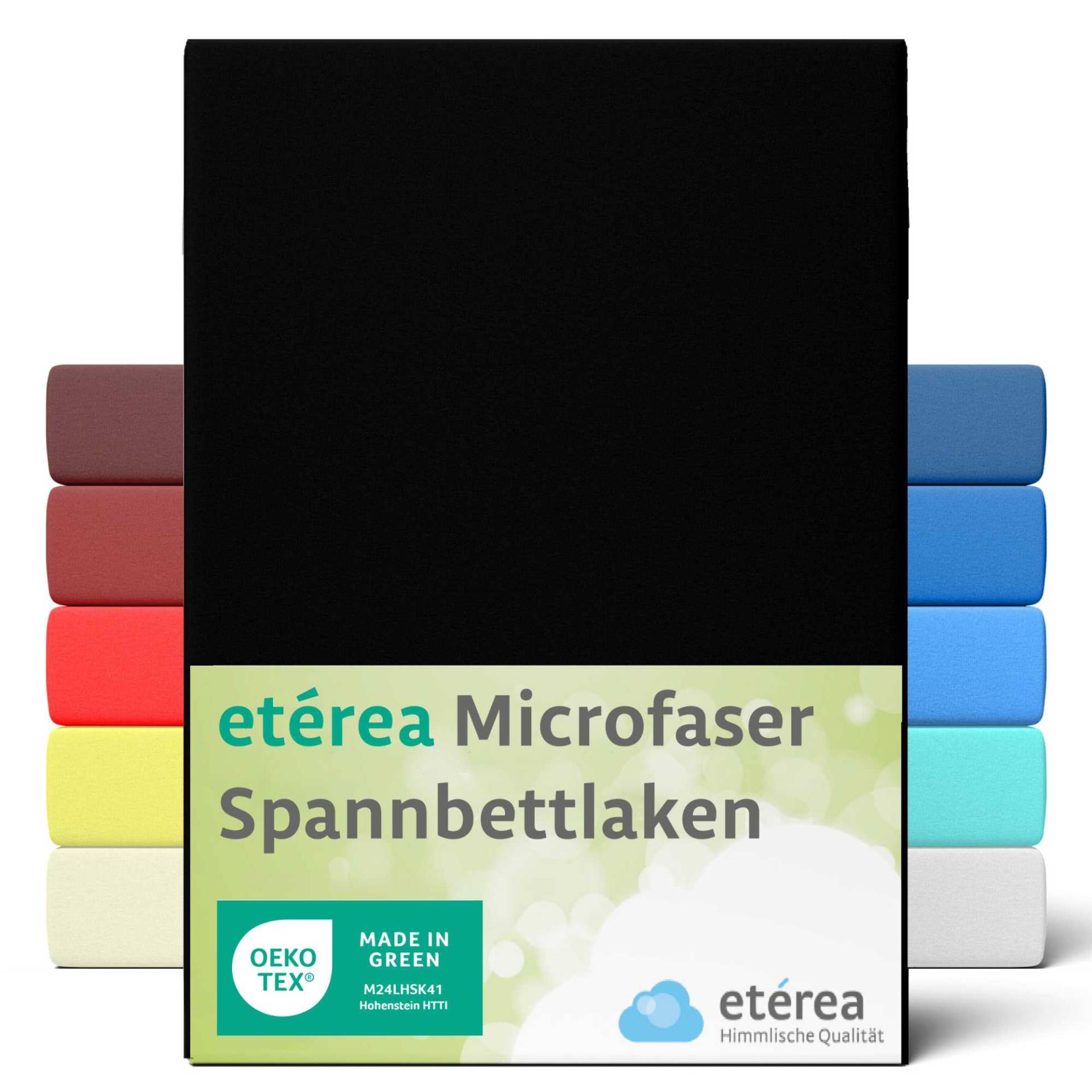 etérea Microfaser Spannbettlaken Schwarz 90x200 - 100x200 cm von etérea Himmlische Qualität