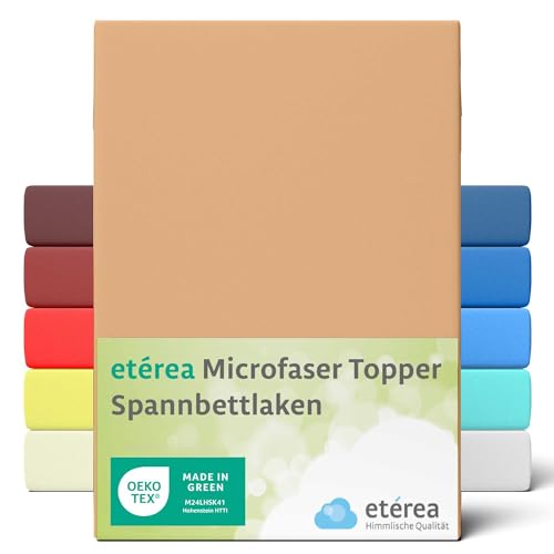 ETÉREA Microfaser Topper Spannbettlaken 140x200cm - 160x200 - Atmungsaktiv - Bettlaken Spannbetttuch 140x200cm - 160x200 - Matratzenbezug - Spannbettlaken Topper Microfaser - Made in Green - Sand von etérea Himmlische Qualität