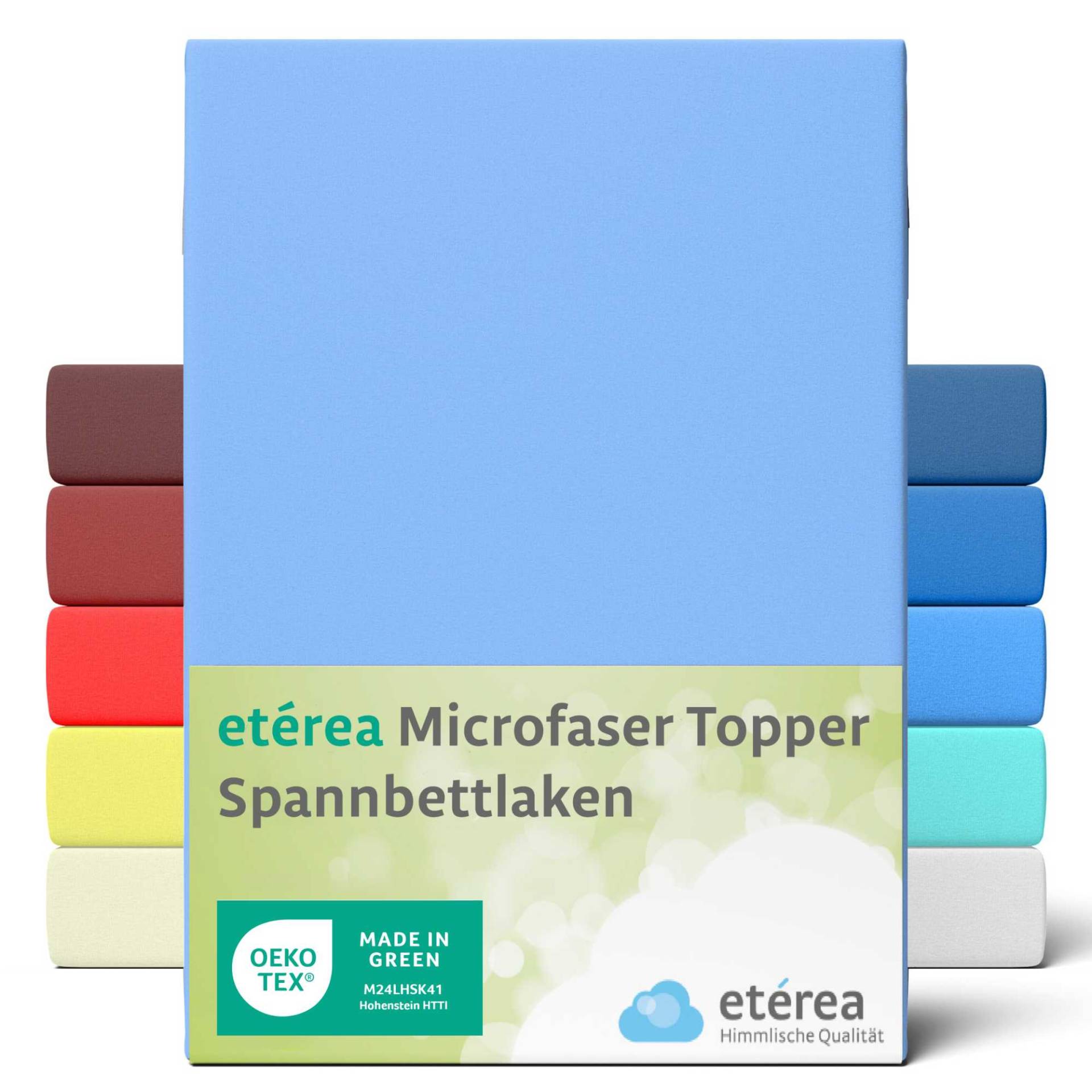 etérea Microfaser Topper Spannbettlaken 90x200 - 100x200 cm Hellblau von etérea Himmlische Qualität