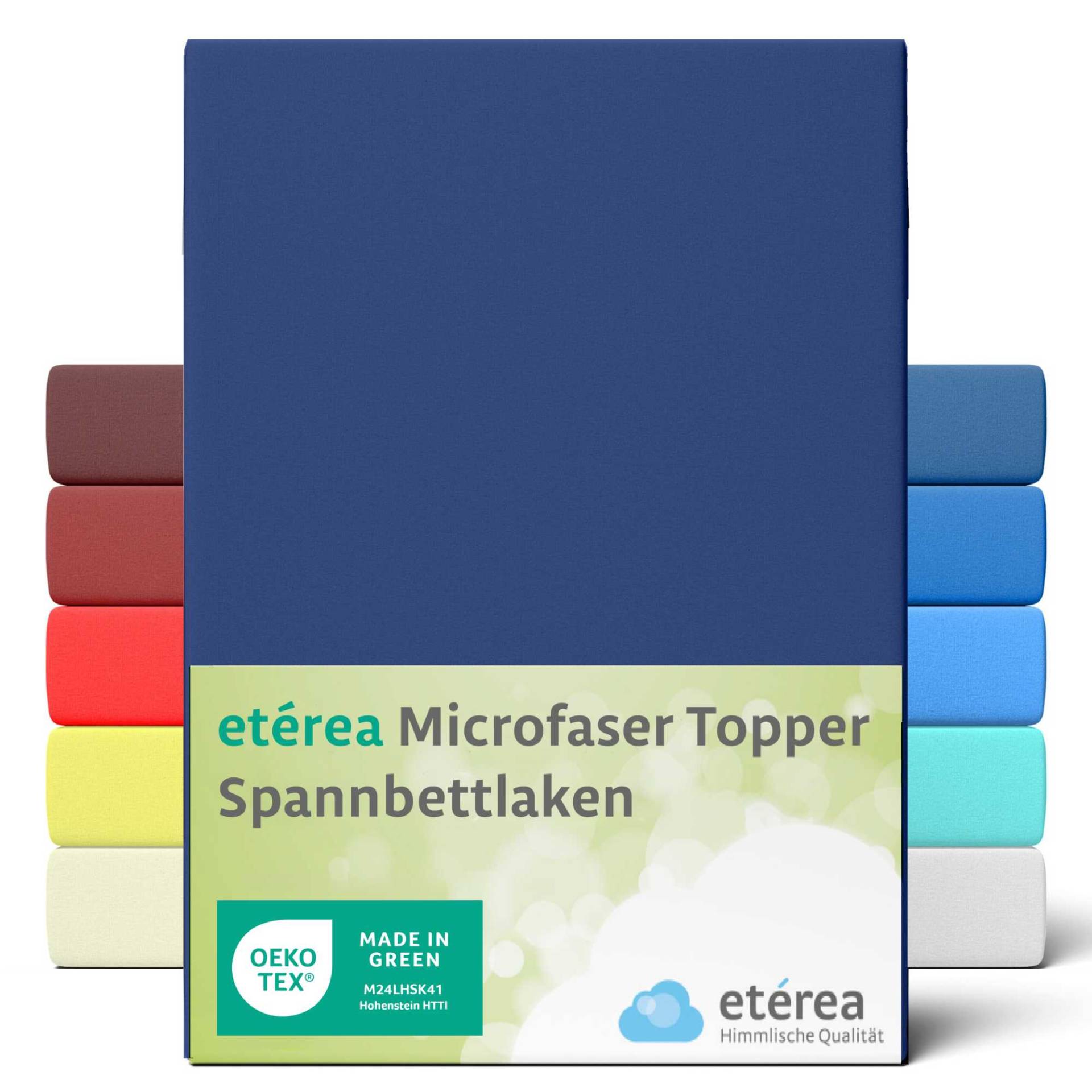 etérea Microfaser Topper Spannbettlaken 90x200 - 100x200 cm Marine von etérea Himmlische Qualität