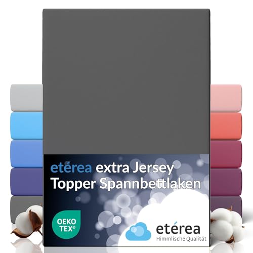 etérea Premium Topper Spannbettlaken 120x200-130x220 cm Anthrazit für 5-10 cm Steghöhe 100% Baumwolle - Oekotex Spannbetttuch Matratzen Bett Bezug - Bettlaken 120x200cm - 130x220cm Grau von etérea Himmlische Qualität