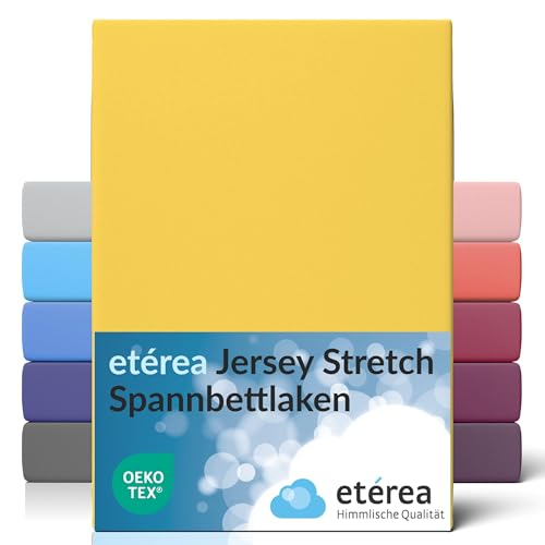 etérea Spannbettlaken für Wasserbett & Boxspringbett 140x200-160x220 cm - Oekotex 95% Baumwolle und 5% Elasthan Spannbetttuch - Öko-Tex Glattes & Feines Bettlaken bis 45 cm Steghöhe - Gelb von etérea Himmlische Qualität