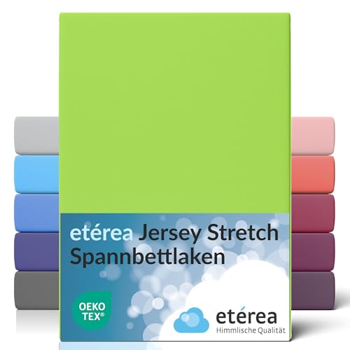 etérea Spannbettlaken für Wasserbett & Boxspringbett 90x200-100x220 cm - Oekotex 95% Baumwolle und 5% Elasthan Spannbetttuch - Öko-Tex Glattes & Feines Bettlaken bis 45 cm Steghöhe - Apfelgrün von etérea Himmlische Qualität