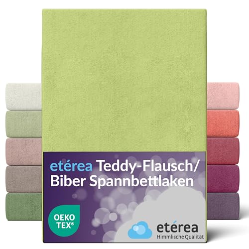 etérea Teddy Flausch Spannbettlaken 180x200-200x200 cm Apfelgrün für 15-25 cm Steghöhe 80% Baumwolle 20% Polyester - Oekotex Spannbetttuch Matratzen Bett Bezug - Bettlaken 180x200cm - 200x200cm Grün von etérea Himmlische Qualität