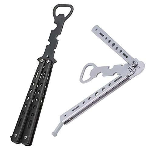 Edelstahl Balisong Balisong Butterfly Trainer Schmetterling Flaschenöffner für Werkzeug, Metall, Bier, Limo, Barkeeper, Praxis, Flip, Trainer, Praxis-Tool, Trainingsgerät(2 Stücke) von N\A