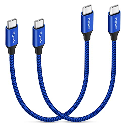 etguuds USB C auf USB C Kabel Kurz [2Stück 30CM], 60W Ladekabel USB Type C Nylon Schnellladekabel für iPhone 15 Pro Max Plus Samsung Galaxy S24 S23 S22 Ultra Note 20 Pixel 7/8 Pro usw -Blau von etguuds