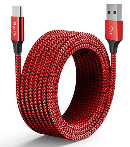 etguuds USB C Kabel 5M, Lang USB A auf USB C Ladekabel und USB Type C Nylon Schnellladekabel für Samsung Galaxy S23 S21 S20 S10 S9 Plus Note 10, LG V20 V30 usw -Rot von etguuds