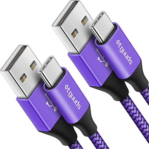 etguuds USB C Kabel [2Stück 90cm], USB C Ladekabel 3.1A Fast Charge Geflochten Type C Schnellladekabel für iPhone 15 Pro Samsung Galaxy S22 S21 S20 S10 S9 S8 Plus Note 10 9 usw -Lila von etguuds