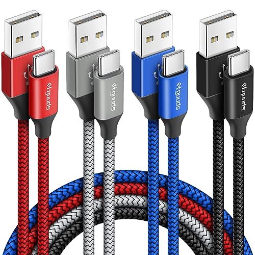 etguuds USB C Kabel, [4Stück 1M] Ladekabel USB C Nylon QC 3.0 Typ C Schnellladekabel Kompatibel mit iPhone 15 Pro Max Samsung Galaxy S20 S10 S9 S8 Plus, A20E A21 A50 A40 M31 usw von etguuds