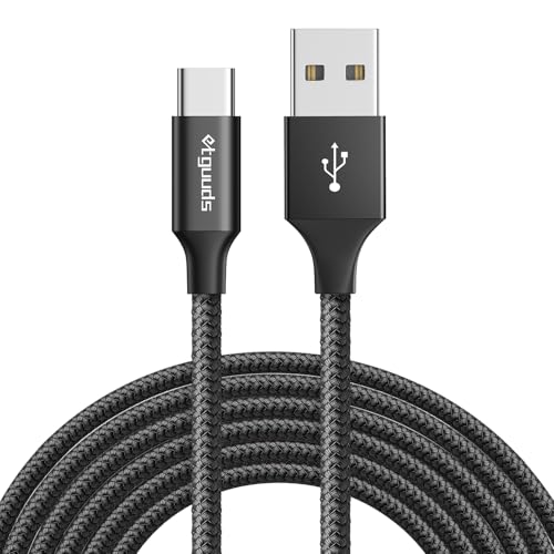 etguuds USB C Kabel 2M, USB A auf USB C Ladekabel Nylon Typ C Schnellladekabel für iPhone 15/ Plus/Pro Max, Samsung Galaxy S10 lite S10 S9 S8 Plus Note 10 A20E M31 usw -Schwarz von etguuds