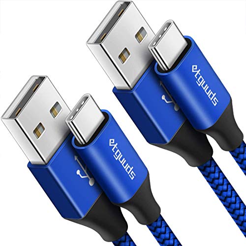 etguuds USB C Kabel [1m 2Stück], USB A auf Typ C Ladekabel 3A Nylon Geflochten Schnellladekabel für iPhone 15 Pro Max Samsung Galaxy S22 S21 S20 S10 S9 S8 Plus Note 10 9 usw -Blau von etguuds