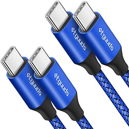 etguuds USB C Kabel 2Stück 1M, 60W USB C auf USB C Ladekabel Nylon Schnellladekabel für iPhone 15/ Pro/Pro Max, Samsung S24 S23 S22 Ultra Note 20 A53 A70, Pixel 7/8 usw -Blau von etguuds