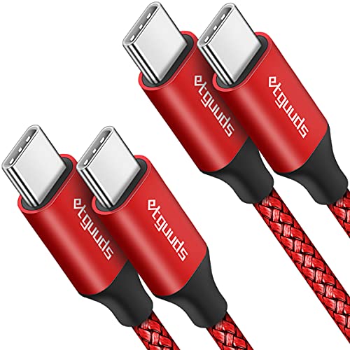 etguuds USB C auf USB C Kabel 1M Rot, 2Stück 60W USB C Ladekabel Nylon Schnellladekabel für iPhone 15 Pro, Samsung Galaxy S24 S23 S22 Ultra Note 20 A53 A54 A70, Pixel 7/8 usw von etguuds