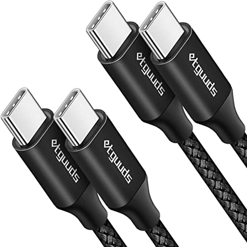 etguuds USB C auf USB C Kabel 1M Schwarz, 2Stück 60W USB USB C Ladekabel Nylon Schnellladekabel für iPhone 15 Pro, Samsung Galaxy S24 S23 S22 Ultra Note 20 A53 A54 A70, Pixel 7/8 usw von etguuds