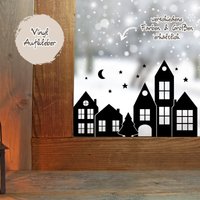 Aufkleber Fensterbild Weihnachten Häuser Weihnachtsdorf Aufkleber Fensterbild Weihnachten Häuser Weihnachtsdorf von etiquetti