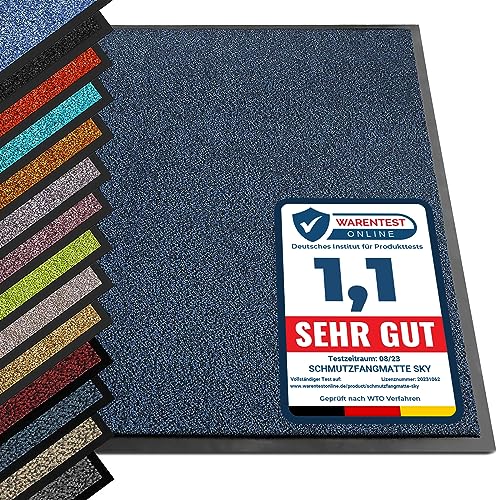 etm® Schmutzfangmatte - Note 1,6: Sieger Preis-Leistung - Fußmatte in vielen Größen - Türmatte Fußabstreifer für Haustür innen und außen (Blau-Schwarz, 40x60 cm) von etm