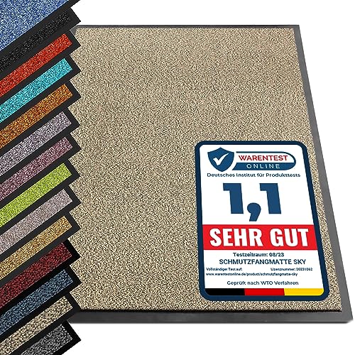 etm® Schmutzfangmatte - Note 1,6: Sieger Preis-Leistung - Fußmatte in vielen Größen - Türmatte Fußabstreifer für Haustür innen und außen (Ocker-Schwarz, 120x300 cm) von etm