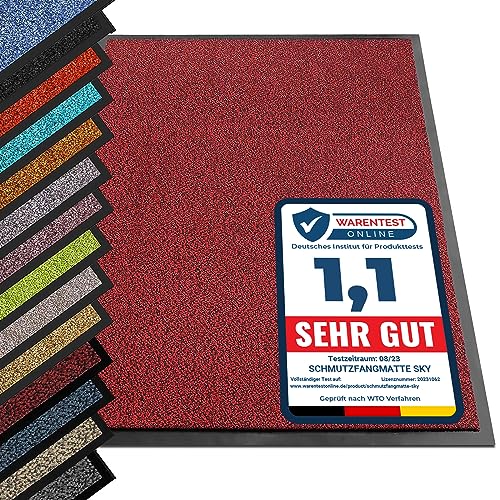 etm® Schmutzfangmatte - Note 1,6: Sieger Preis-Leistung - Fußmatte in vielen Größen - Türmatte Fußabstreifer für Haustür innen und außen (Rot-Schwarz, 60x90 cm) von etm