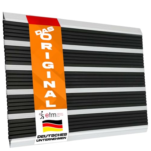 etm Fussabtreter Aussenbereich Alu -Verschiedene Modelle - rostfrei & wetterfest - Haustür Fußabtreter (Double Mat, 46 x 80 cm - Gummilamellen) von etm