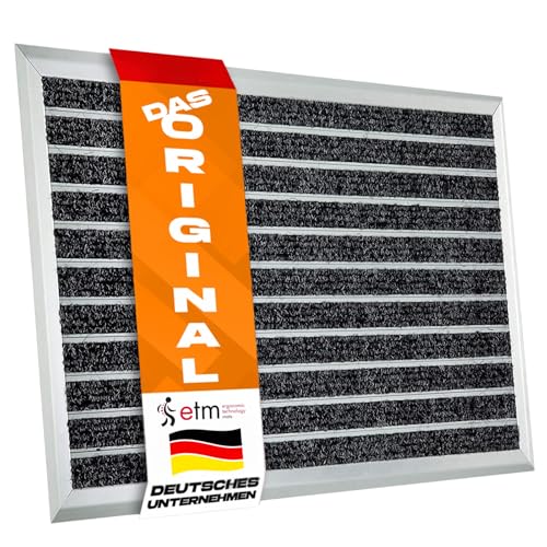 etm fussmatte aussen - 39 x 60 cm - schmutzfangmatte, aus Alu -Verschiedene Modelle - rostfrei & wetterfest - Haustür fussmatte innen (Optimum Mat- Textilfaser-Rips) von etm