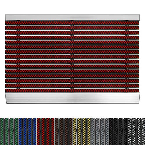 etm Fußmatte mit Aluminium Rahmen für außen rutschfest | Elegante Alumatte mit robusten Bürsten wetterfest | 3 Größen (40 x 60 cm Rot) von etm