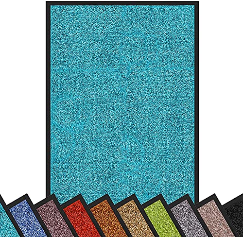 etm Hochwertige Fußmatte | schadstoffgeprüft | bewährte Eingangsmatte in Gewerbe & Haushalt | Schmutzfangmatte mit Top-Reinigungswirkung | Sauberlaufmatte waschbar & rutschfest (200x400 cm, Türkis) von etm